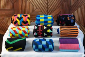 9 pairs of colorful folded socks
